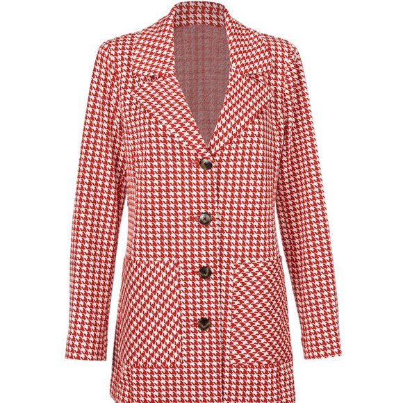 Red Houndstooth Jacket - Picture 1 of 6
